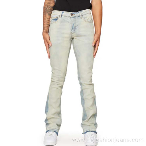 Slim Fit Hip Hop Flared Patchwork Stacked Jeans